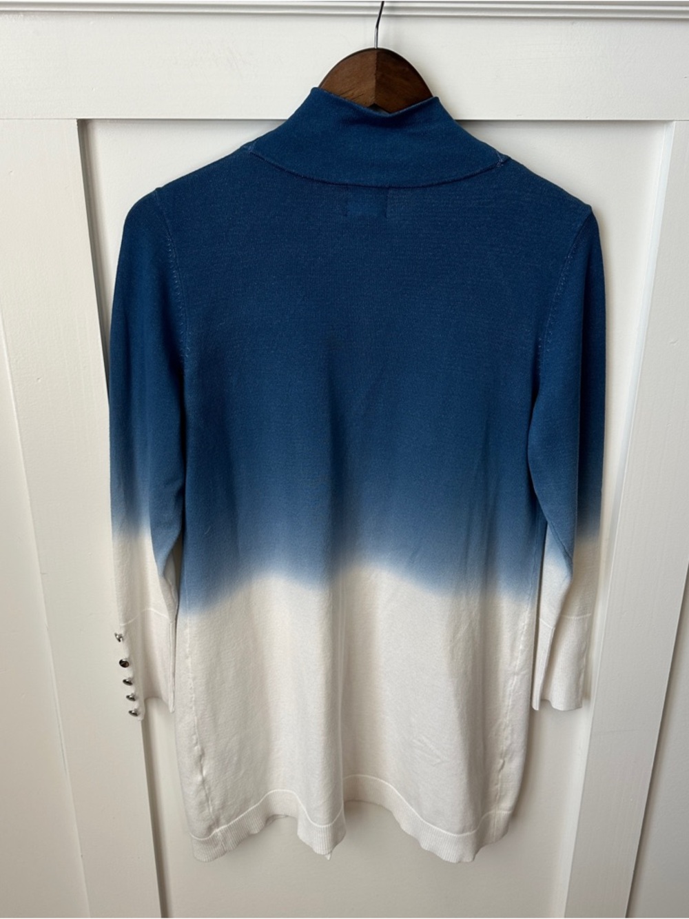 JM Collection Blue Open-Front Cardigan - Picture 6 of 7